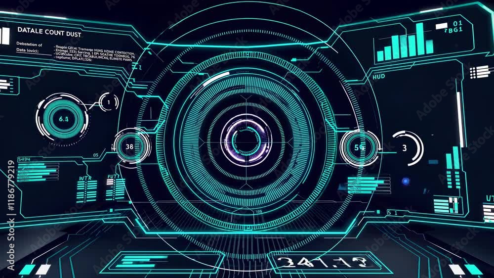 Poster Exploring advanced data visualization techniques within a futuristic interface environment