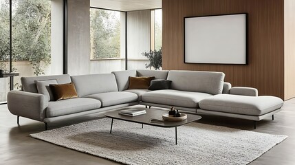 Fototapeta premium Modern sectional sofa in contemporary living room