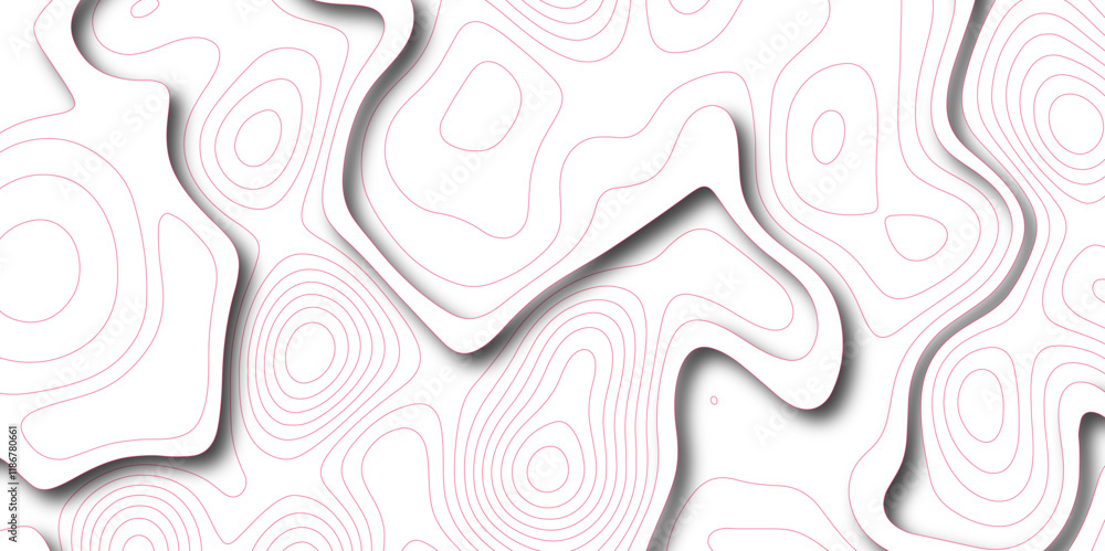 Poster Abstract white colorful gradient Topographic line map background. Contour elevation topographic and textured Background Modern design with White background with topographic wavy pate for decoration.	