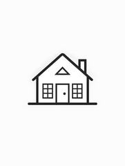 Black Simple Home. House Architecture Residential Building icon logo 