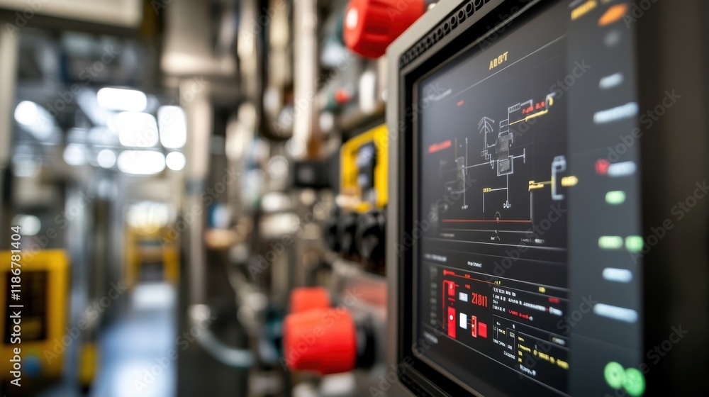 Poster modern control panel displaying schematics, data, and key performance indicators - kpis - within an 