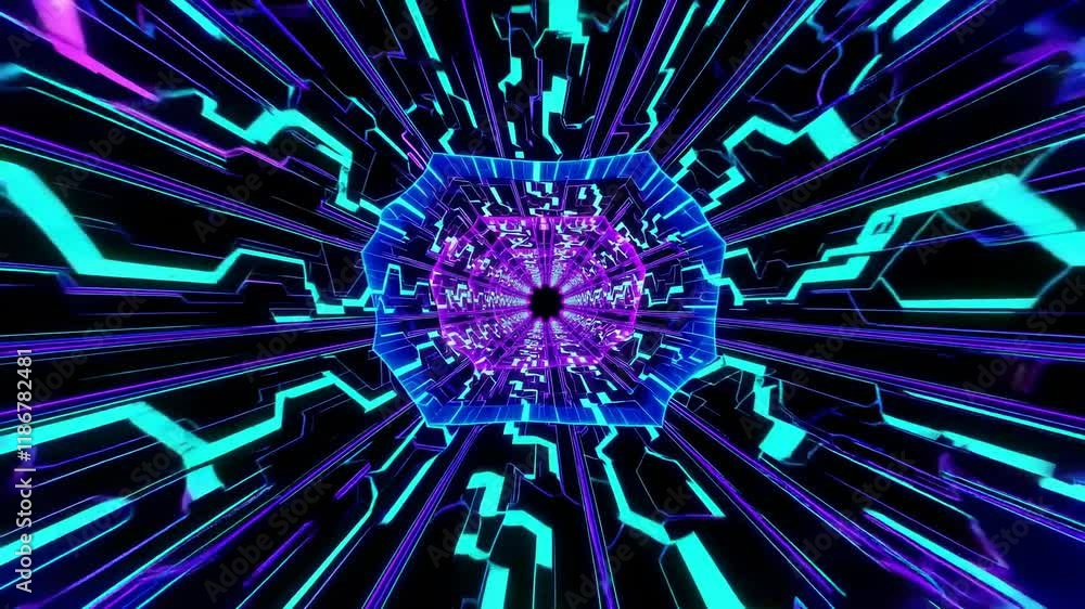 Poster experience a vibrant digital tunnel with mesmerizing colors and patterns in a stunning visual journe