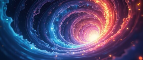Obraz premium Vortex energy, spiral waves, multicolor swirls explosion. Abstract futuristic background.