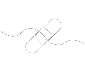 One continuous line drawing of bandage . Single line of bandage vector illustration
