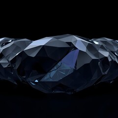 3d render, abstract black crystal background, faceted texture, macro panorama, wide panoramic polygonal wallpaper Generative AI