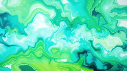 Obraz premium Abstract Swirling Paint in Tones of Teal, Green, and White