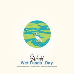 World Wetlands Day creative ad design for social media post,3D illustrations