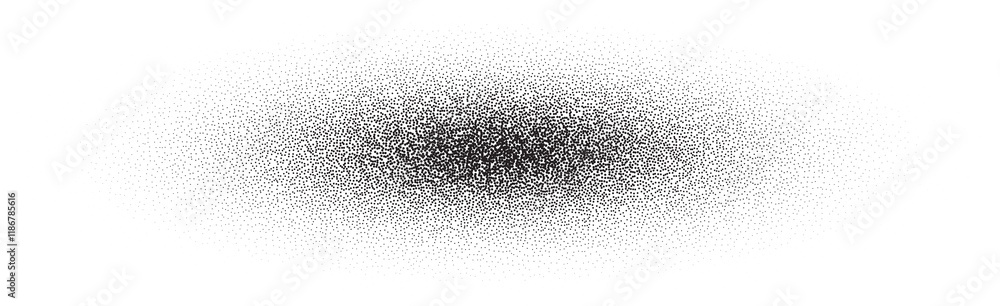 Poster circle shadow with grainy effect. gradient noisy round black shade. dotted oval shape. textured dark