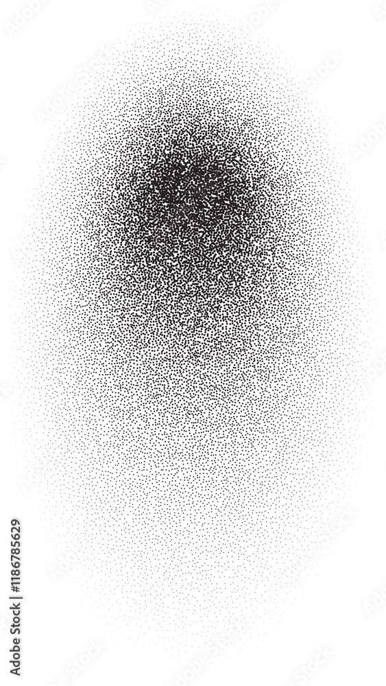 Poster circle shadow with grainy effect. gradient noisy round black shade. dotted oval shape. textured dark