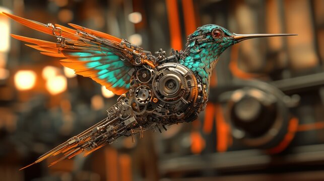 Futuristic robot hummingbird