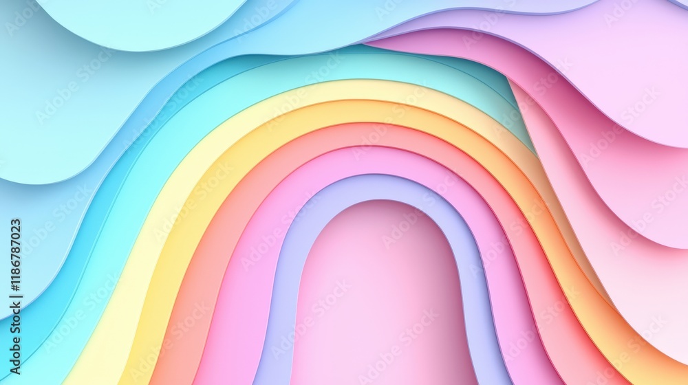 Poster pastel rainbow art background with soft color waves and smooth textures
