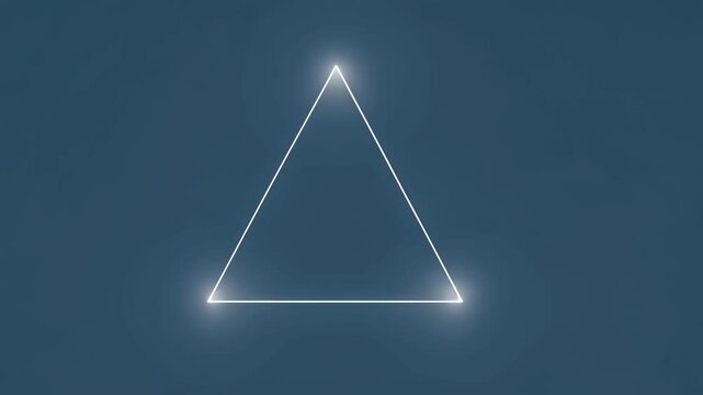 Exploring geometric light effects with glowing triangle design in a vibrant blue background