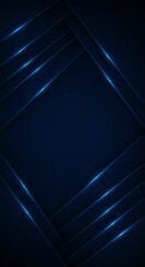 Modern Abstract Navy Blue Background with Geometric Metallic Layers and Soft Illuminated Glow