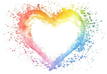 Obraz premium Watercolor heart frame clipart white background