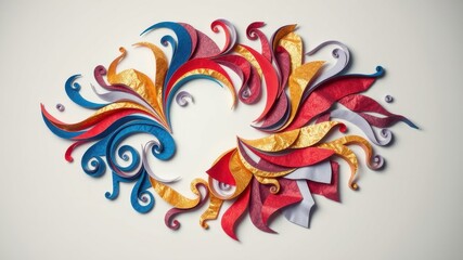 Fototapeta premium A vibrant and intricate paper art piece, featuring a circular arrangement of colorful swirls and delicate curves, showcasing the artistry of paper folding.