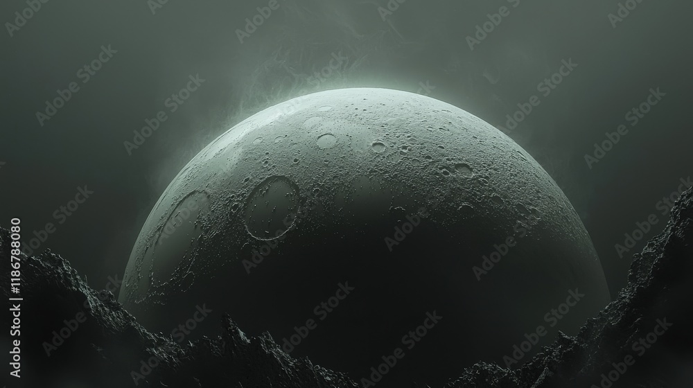 Poster highly detailed model of a dwarf planet rotating in a cinematic style