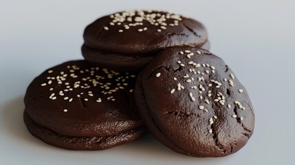 Yummy chocolate cookies topped with sesame