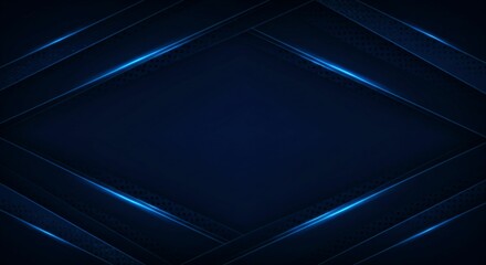 Elegant Navy Blue Metallic Background with Futuristic Geometric Layers and Glowing Lines