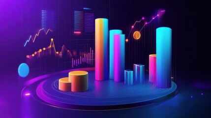 charts and graphs with statistics to innovative analyze business potential and forecast future development of companies growth.
