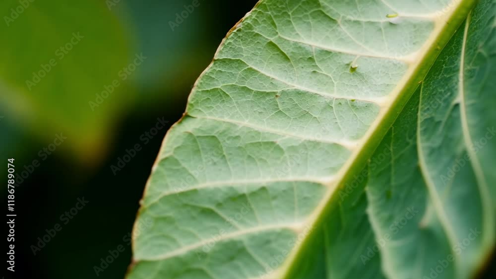 Poster static video with a slight tilt of a curled leaf lit by ambient light, showing texture and shape in 