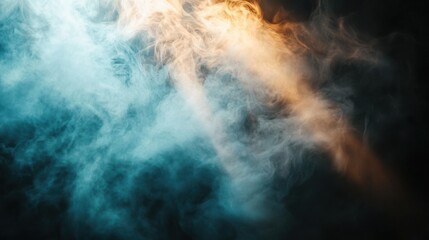 Light rays shining through smoke in a
