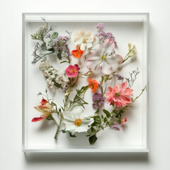 Top View of White Acrylic Flower Arrangement