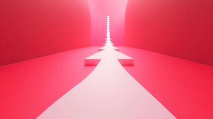 Abstract pink path with white arrows leading to light.