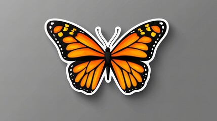 Obraz premium Vibrant monarch butterfly sticker design. Intricate details and bright orange wings.