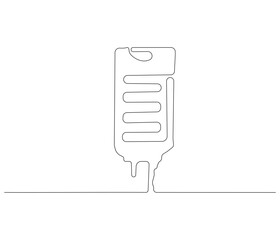 One continuous line drawing of iv bag . Single line of iv bag vector illustration