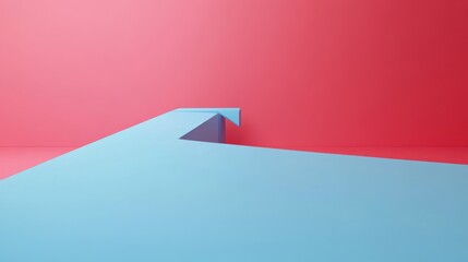 Abstract pastel blue and red geometric shapes.