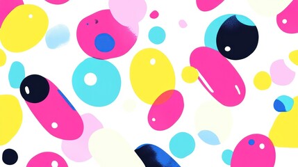 Abstract colorful shapes on white background.