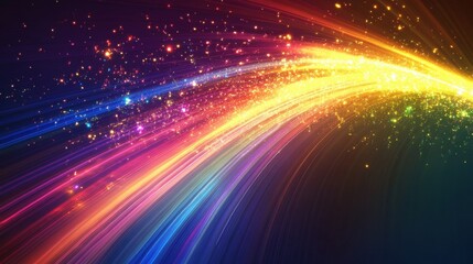 Obraz premium Rainbow light rays reflecting and glowing on abstract holographic background, rainbow, light, rays, glowing, abstract