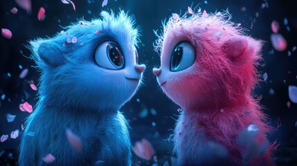 Fantasy style animals being in love