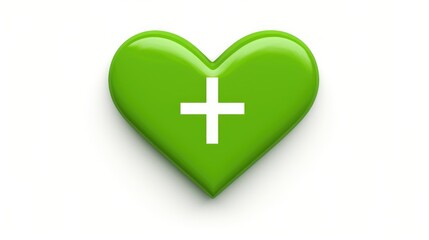 Obraz premium Green Cross and Heart Shape on White Background for Healthy Living and Medical Symbols