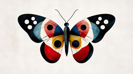 Obraz premium A vibrant, stylized butterfly with bold colors and patterns. A beautiful artistic representation of nature.