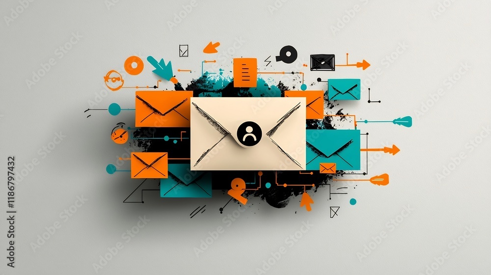 Poster vibrant depicting a seamless global network of interconnected digital communication featuring a hand