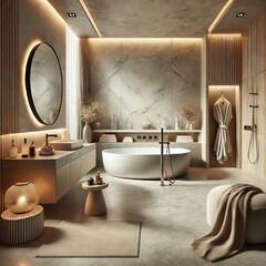 Spa Like A minimalist bathroom with a spa like design and luxe m