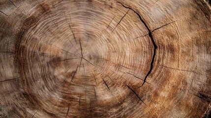 Naklejka premium Closeup Cross Section of Tree Trunk Revealing Beautiful Natural Wood Rings : Generative AI