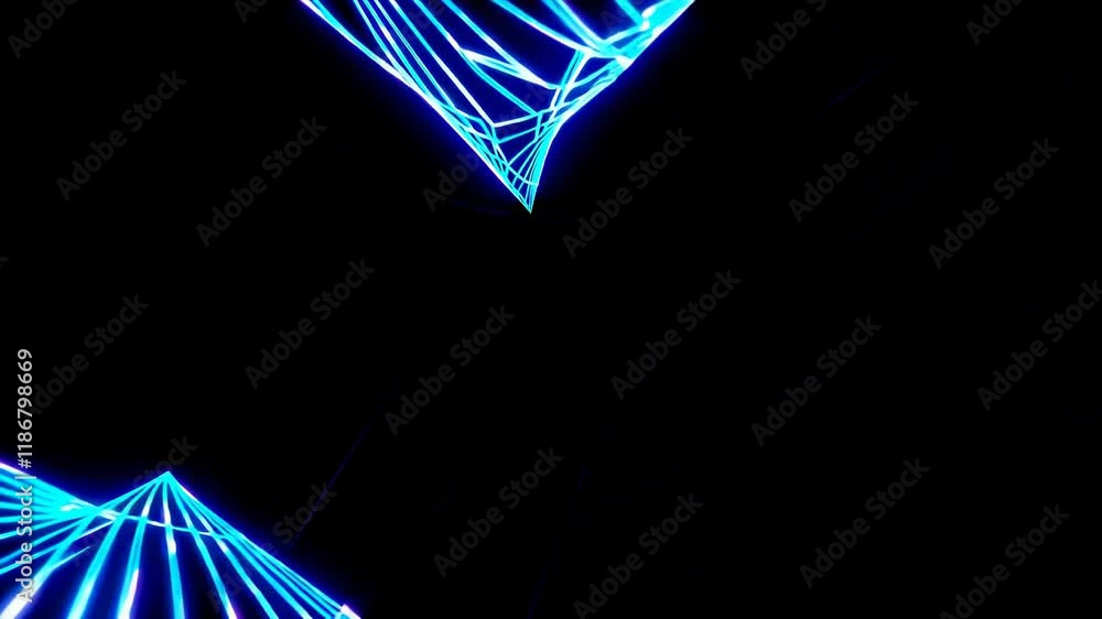 Fototapete exploring a mesmerizing blue light tunnel with dynamic patterns and vibrant movements at night