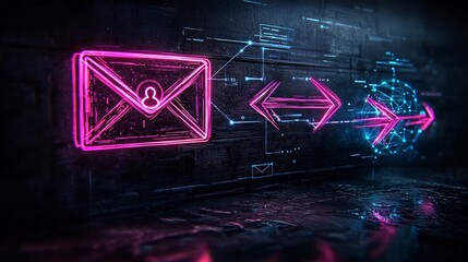 Symbolic representation of global digital connectivity featuring a freehand user icon and flowing arrow graphics on a dark