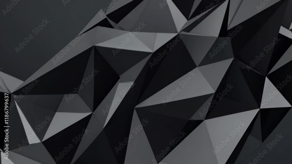Poster geometric patterns of black and gray triangles create a textured visual experience in an abstract de