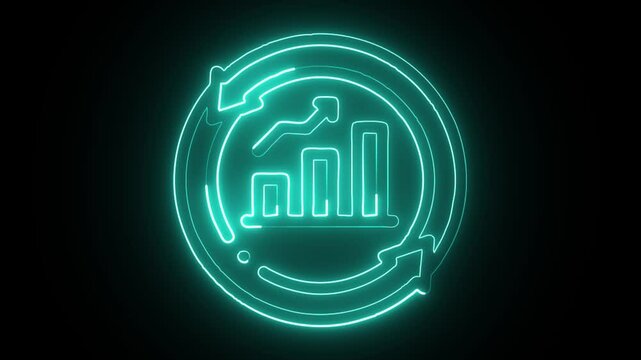 glowing neon continuous improvement icon isolated on black background. HD video motion graphic animation