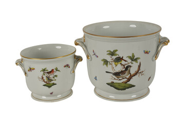 antique porcelain cup,Two porcelain outer linings, Herend, Hungary, mid 20th cnetury. - Bukowskis