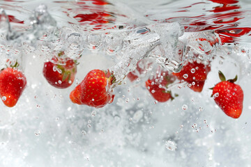 Refreshing Fruit Water Splash on a Crisp White Background