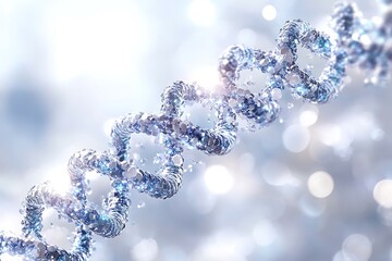 A detailed illustration of a complex DNA strand isolated against a white background