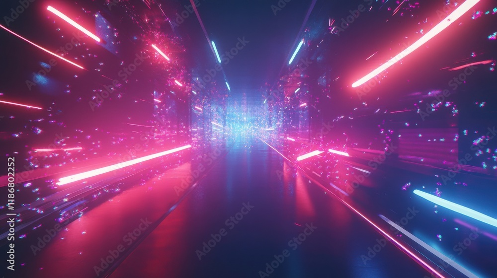 Poster abstract neon light rays in a dynamic speed burst