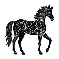A zentangle horse is an intricate, hand-drawn design featuring detailed, flowing patterns and shapes, combining creativity and relaxation to form a majestic equine figure.