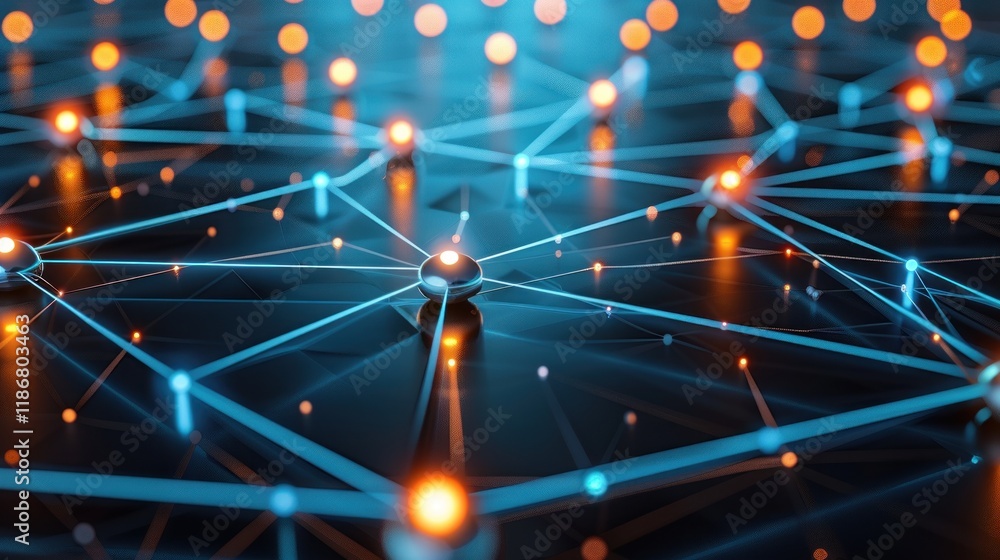 Aufkleber abstract network connection glowing nodes.