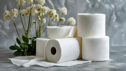 A transparent background with a set of toilet paper. The idea of soft toilet paper