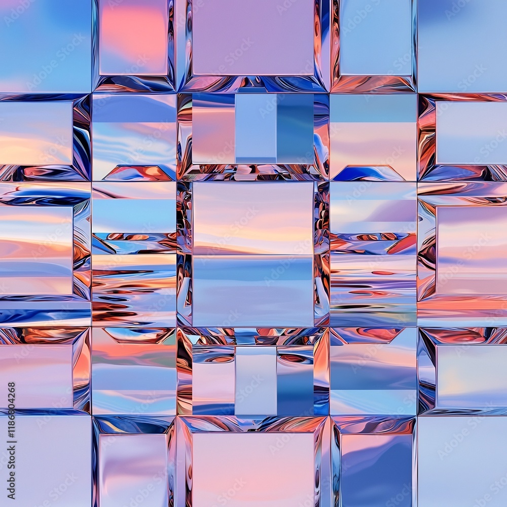 Poster captivating abstract visuals featuring mesmerizing iridescent geometric structures vibrant kaleidosc
